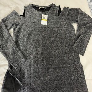 Michael Kors cold shoulder sparkle holiday party semi formal long sleeve top NWT